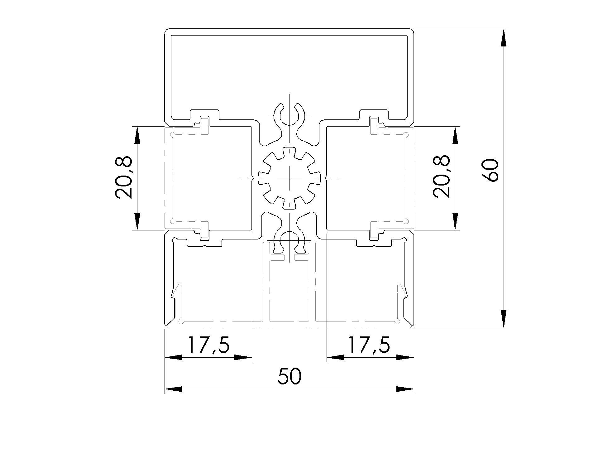 Aluminium-Zaunpfosten 50 x 60 mm – 6 m – Anthrazit RAL 7016 fuer 20 mm Fuellungen-89.FGFP50X606000R7016