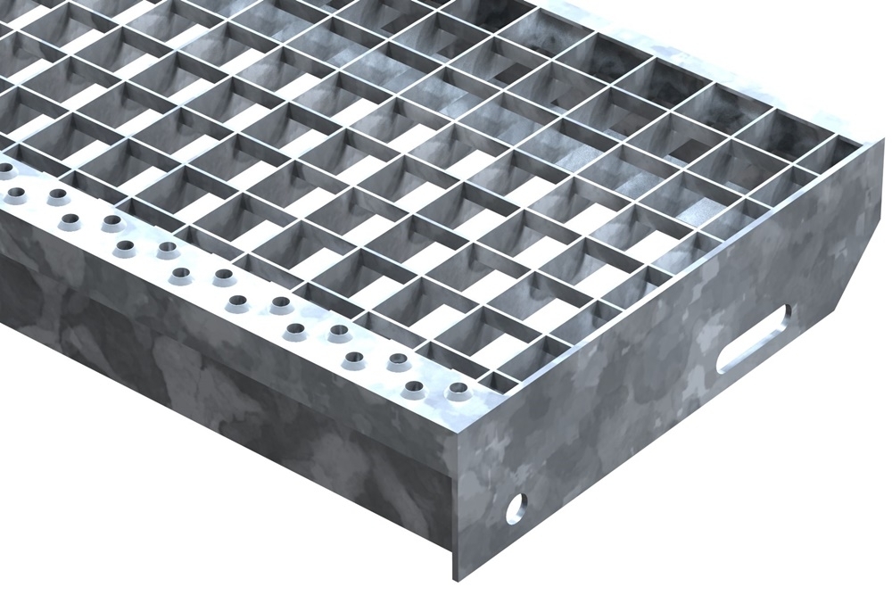 Gitterroststufe Treppenstufe Masse- 700x270 mm 30-30 mm S235JR -St37-2- im Vollbad feuerverzinkt-40-702730.7