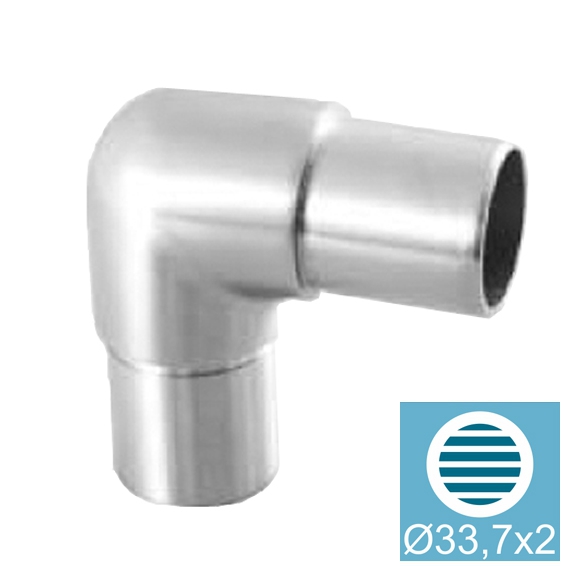 Einsteckbogen 90 Grad Edelstahl AISI 304 fuer Rohr D 33-7x2 mm geschliffen-89-11A0303233-A.4