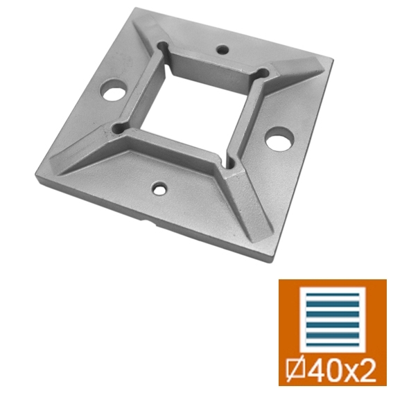 Pfostenflansch Edelstahl AISI 304 fuer 40 x 40 mm Pfosten obere Verankerung-89-11A4940040-A.4