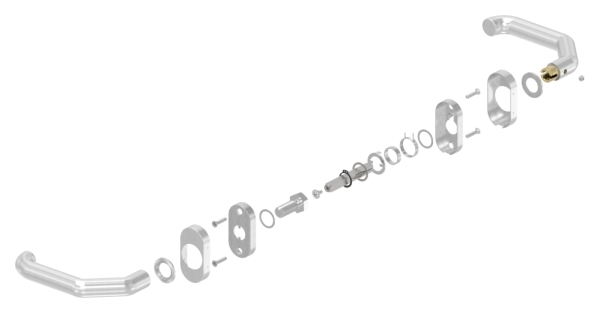 Tuerdruecker-Paar- ein Druecker feststehend- V2A - Links-88-11203-VA-F.L