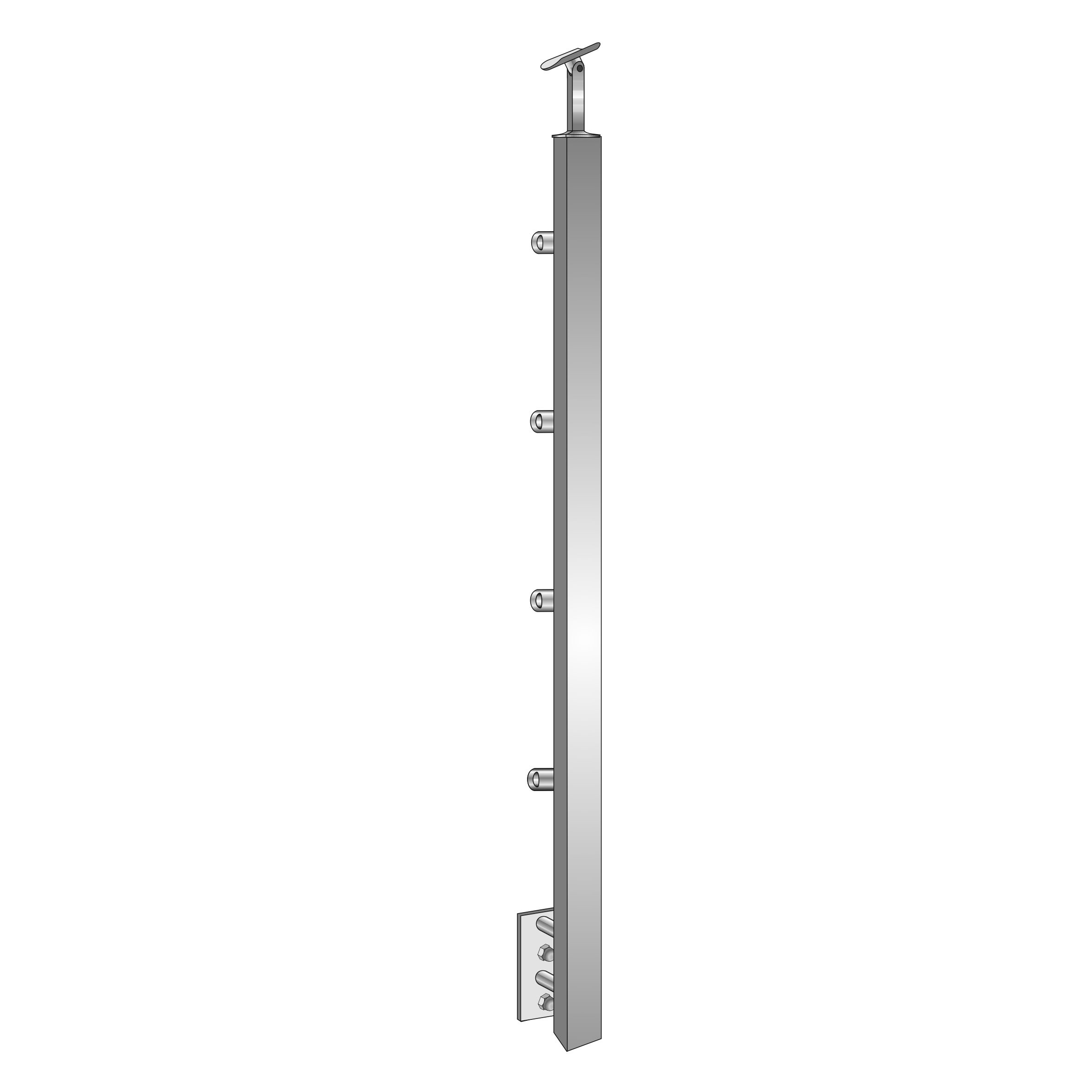 Treppenpfosten V2A 900 mm 40x40 mm Seitenmontage 4x Ø12mm Fuellstabhalter-14-0085ER-A.4