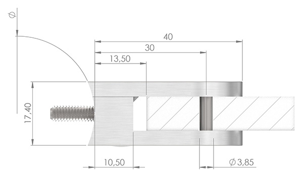 Glasklemme 40x28x17-4 mm Ø 33-7 mm- fuer 3-0 mm Blech-10-MODELL16-3.3