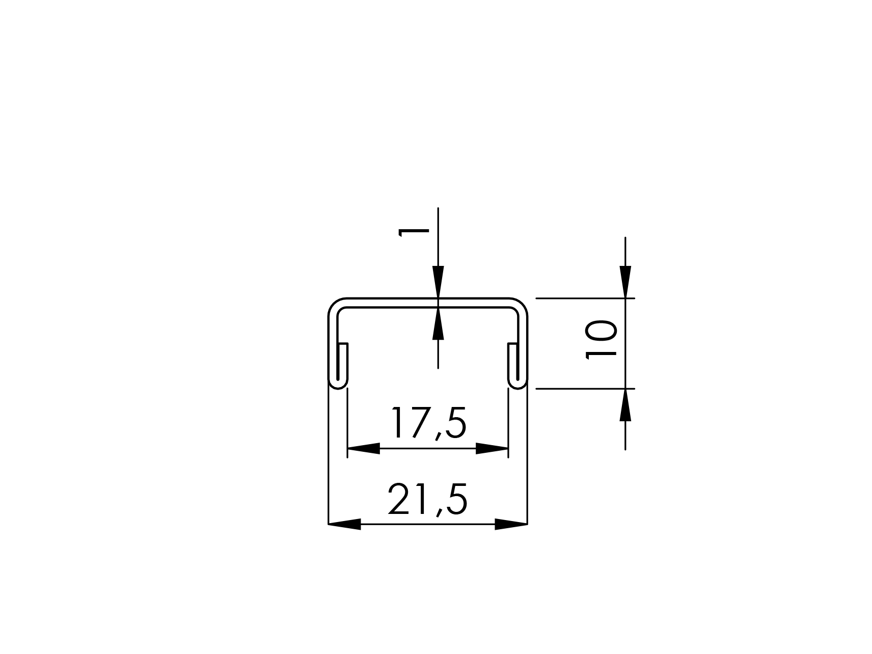 U-Profil Handlauf Edelstahl V2A fuer Glas 17-52 mm L=5000 mm geschliffen-89-11A69020185000-A.4