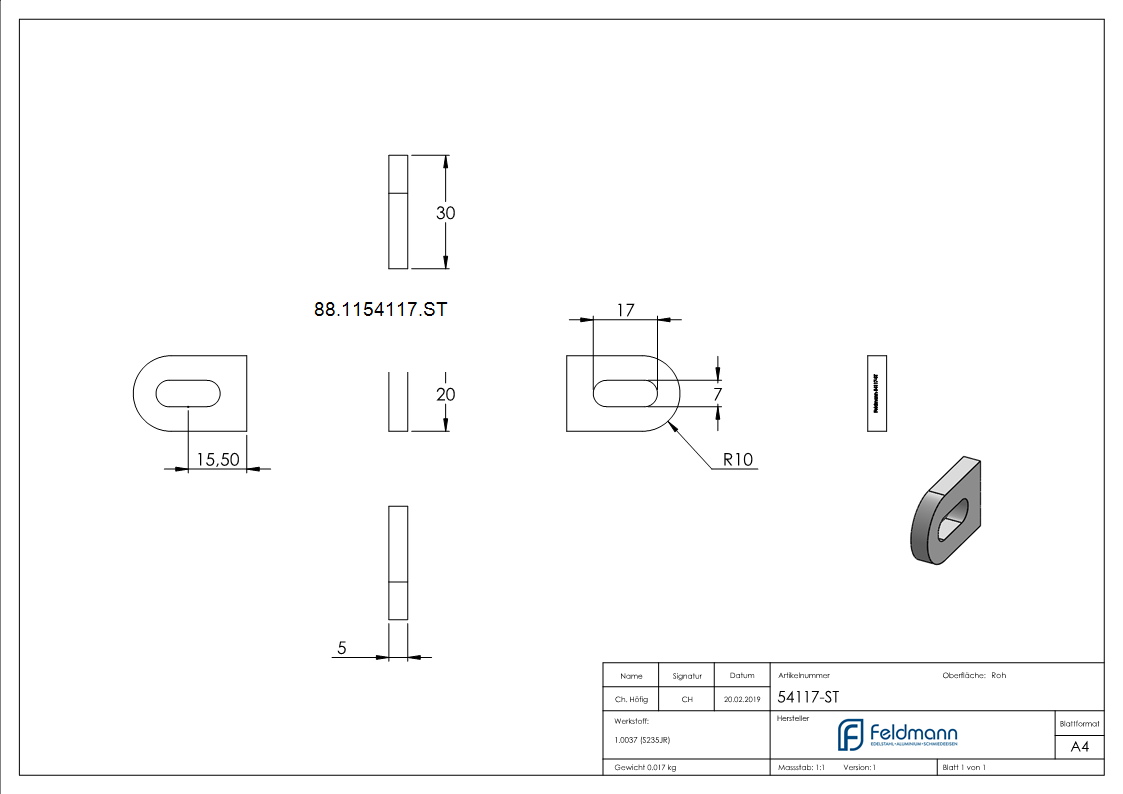 Anschweisslasche- 30 x 20 x 5mm-88-1154117.ST