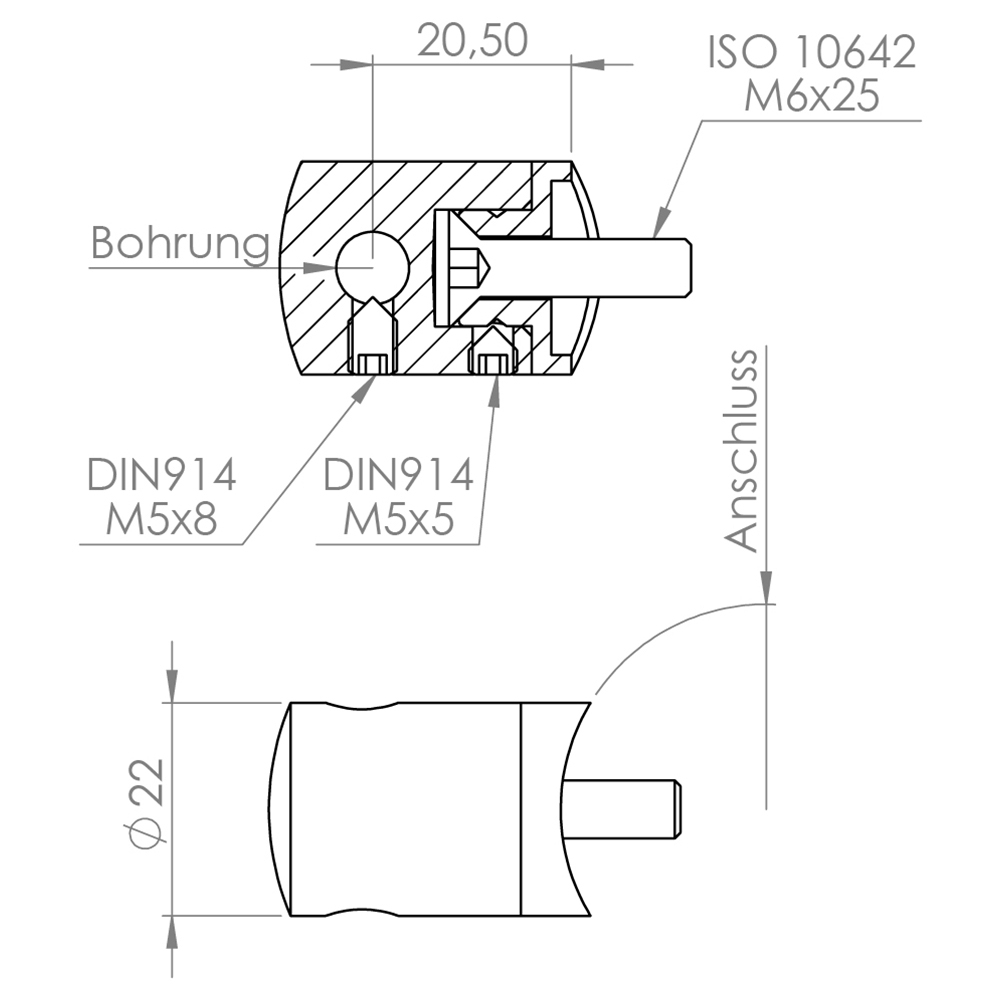 Seilhalter fuer Zwischenpfosten - Fuer Seil- Ø 4 mm bis Ø 6 mm - Anschluss Ø 42-4 mm - V2A-11.2851