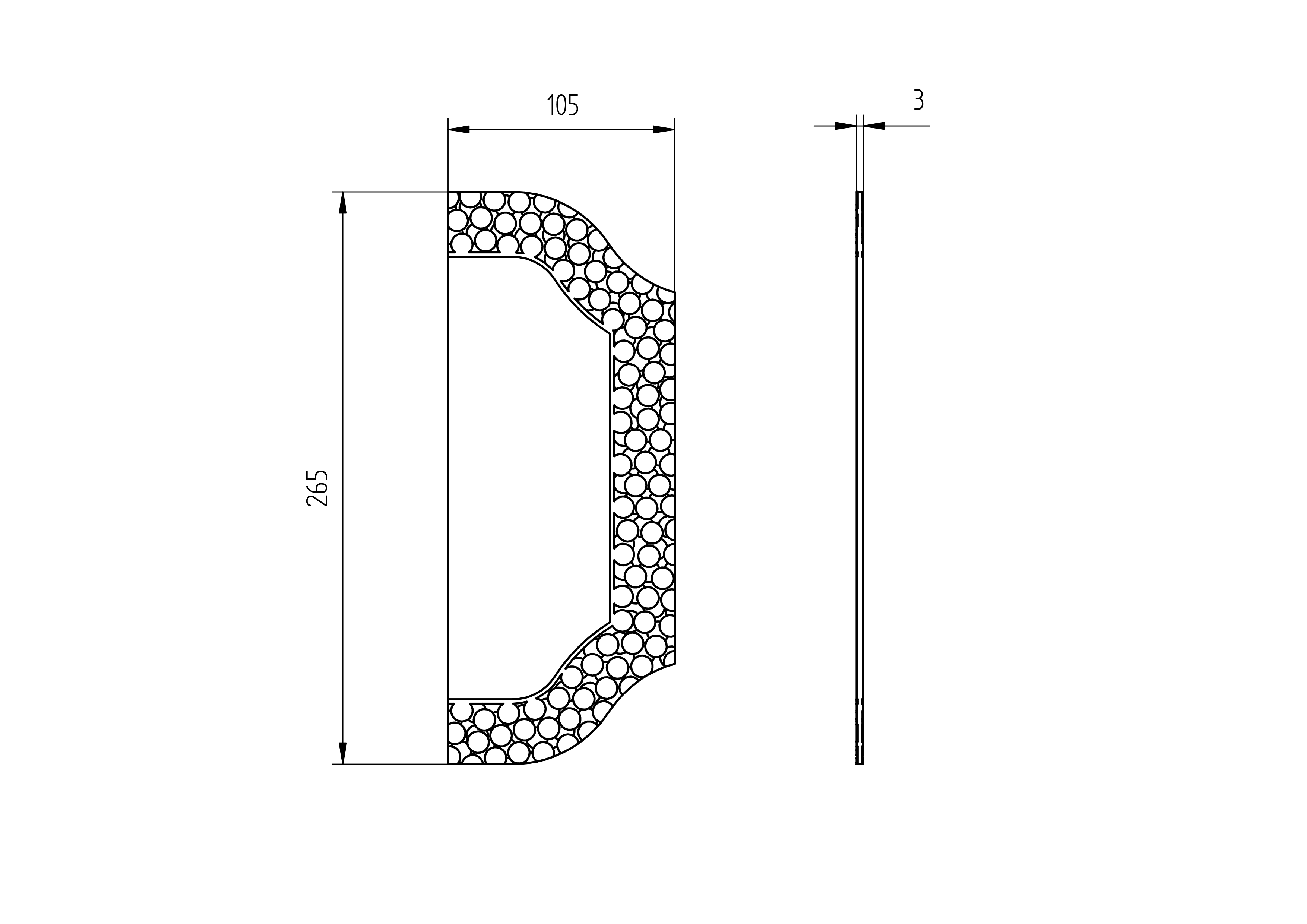 Zier-Torplatte Stahl 265 x 105 mm- 3 mm dick-89-11D114AS-A.4