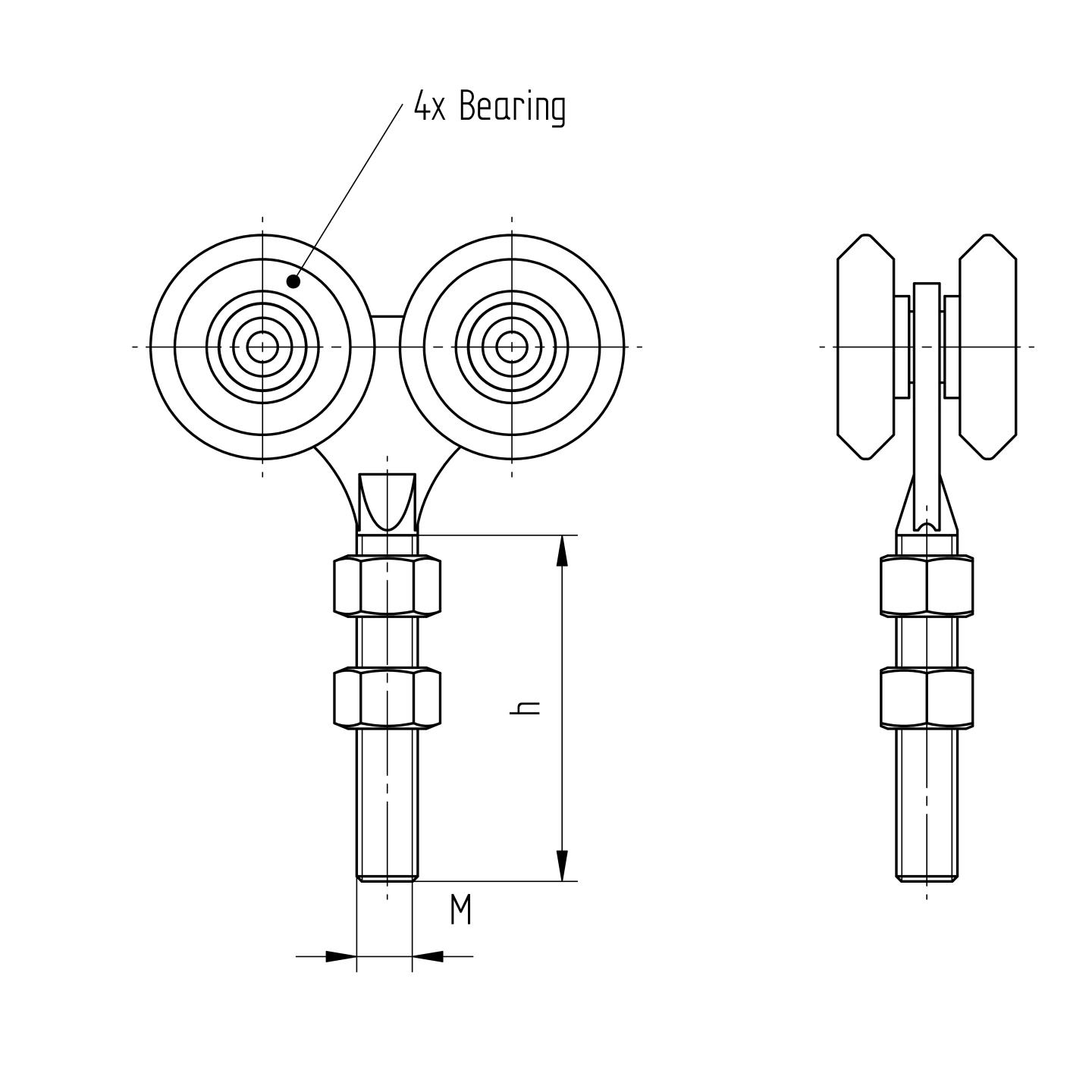 Rollenapparat Stahl verzinkt fr Profil 57x67 mm mit Nylonrollen bis 350 kg-89-11H0857X67NYLON-A.4