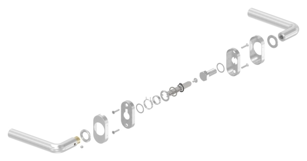 Tuerdruecker-Paar- ein Druecker feststehend- V2A - Rechts-88-11205-VA-F.R
