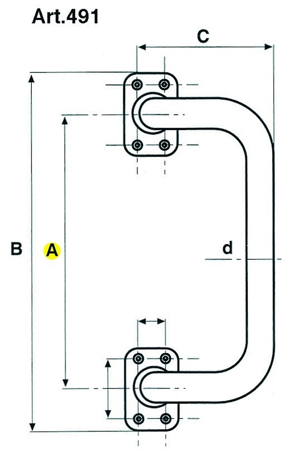 Trgriff fr Schiebetore - seitlich gekrmmt - Stahl S235JR-30-4195.8