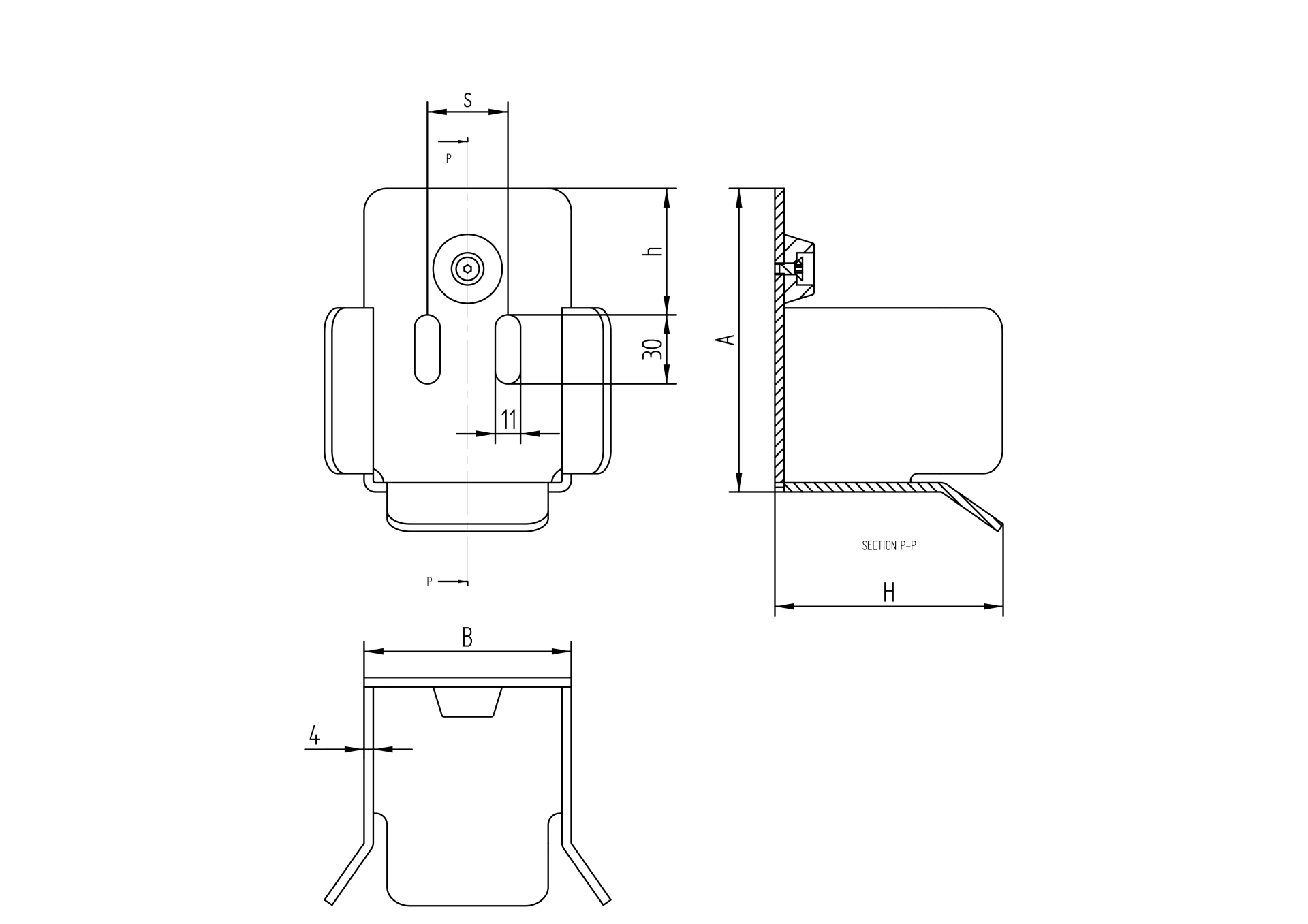 Auflaufschuh Stahl verzinkt fuer C-Profil 94x85 mm - 90x95 mm-89-11H15P100-A.4