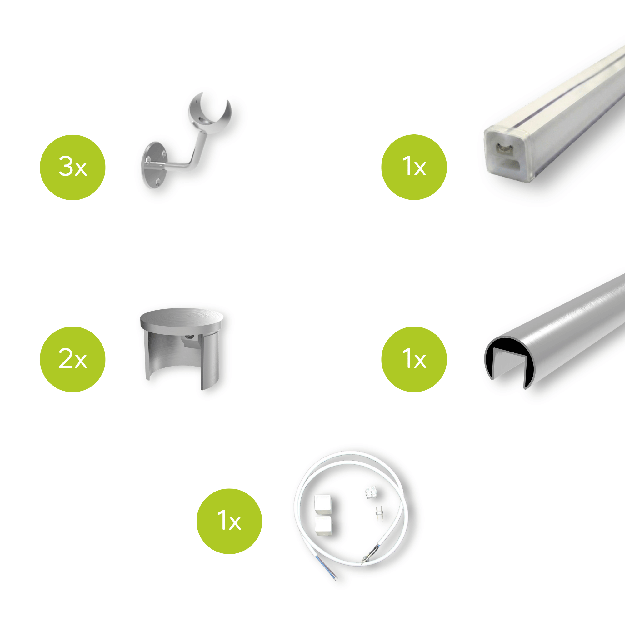 Handlauf-Set V2A Ø 42-4 x 1-5 mm 2500 mm inkl- LED-Lichtprofil-89-11A6920042ILED2500-A.4