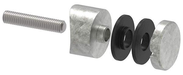 Glaspunkthalter Ø 30 mm- Zink -roh- Anschluss- Rohr Ø 42-4 mm-10-5042.3