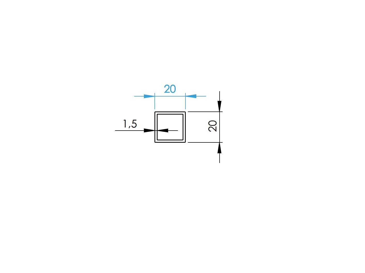Aluminium Vierkantprofil 20 x 20 mm 2-0 m Anthrazit RAL 7016-89.FGS20X202000R7016