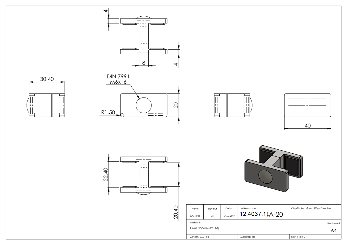 Glasausrichter - fuer Glas- 20-76-21-52 mm - V4A-12-4037.1