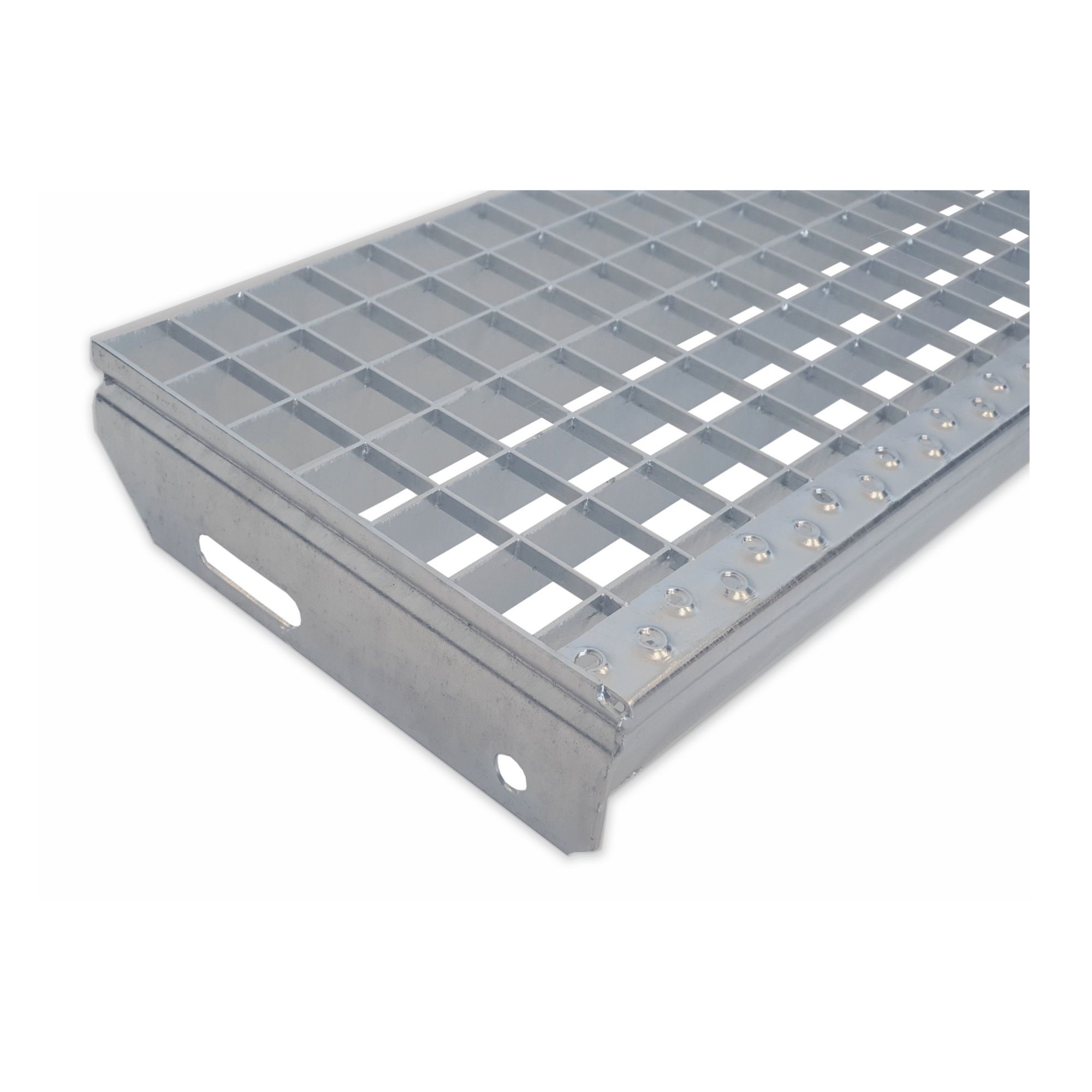 Gitterroststufe Treppenstufe Masse- 600x240 mm 30-30 mm S235JR -St37-2- im Vollbad feuerverzinkt-40-M-602430.7-STAHL