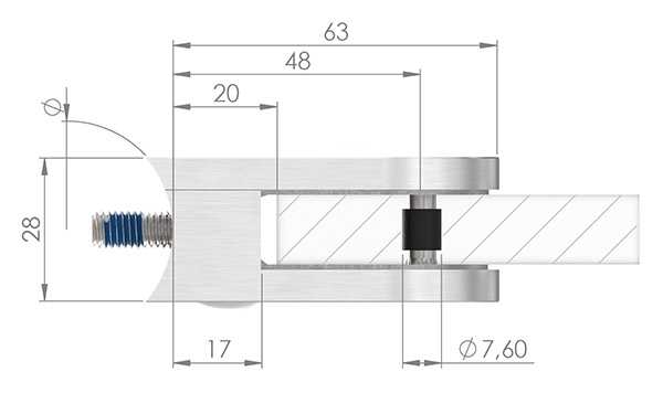 Glasklemme 63x45x28 mm AbZ fuer Anschluss Ø 42-4 mm V4A-10-2242ABZ.1