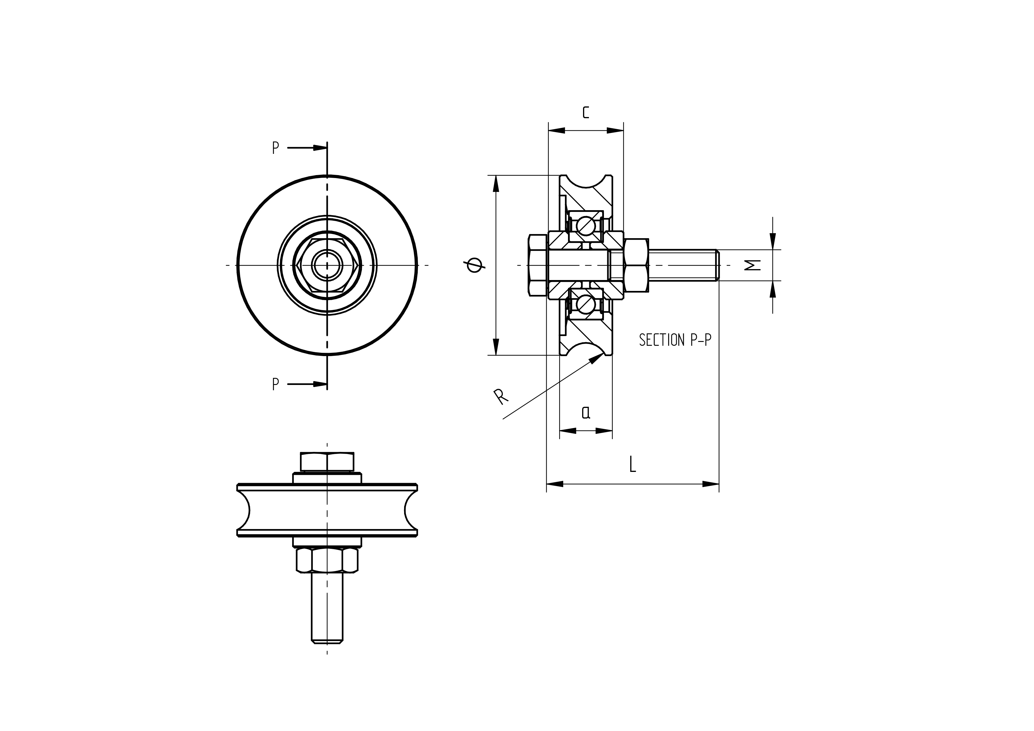 Schiebetorrolle U-Rille Stahl verzinkt  60 mm fr M10 Achse bis 200 kg-89-11H06U60-A.4