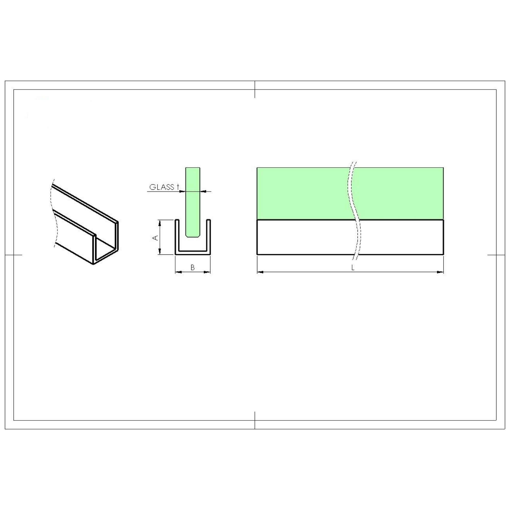 Verglasungsprofil U Aluminium 20 x 12 x 2-0 mm fuer 8 mm Glas schwarz eloxiert-89-11GSBLACKZP2012S-A.4