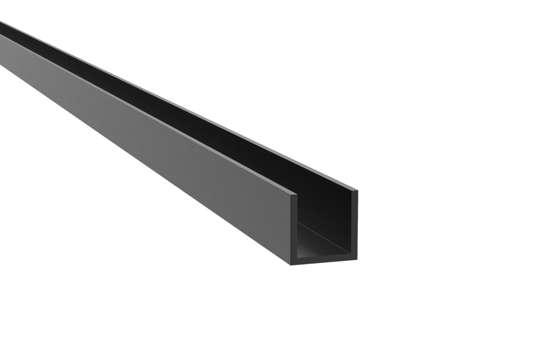 U-Profil Aluminium 20x14x2-0 mm fuer Glas 10 mm schwarz eloxiert L=2950 mm-89-11GSBLACKZP2014S-A.4