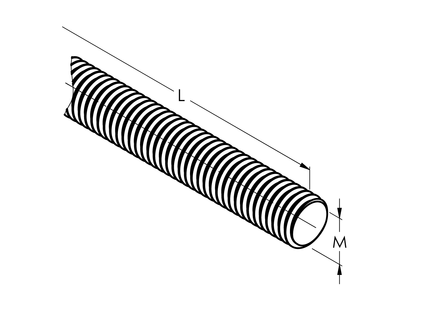 Gewindestange Edelstahl AISI 304 M16 Laenge 1000 mm DIN 975-89-11ADIN975M16-A.4