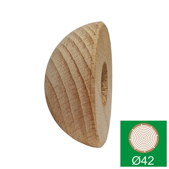 Handlauf-Endkappe Eiche fuer Ø 42 mm halbrund roh unbehandelt-89-11WDD42G2-A.4