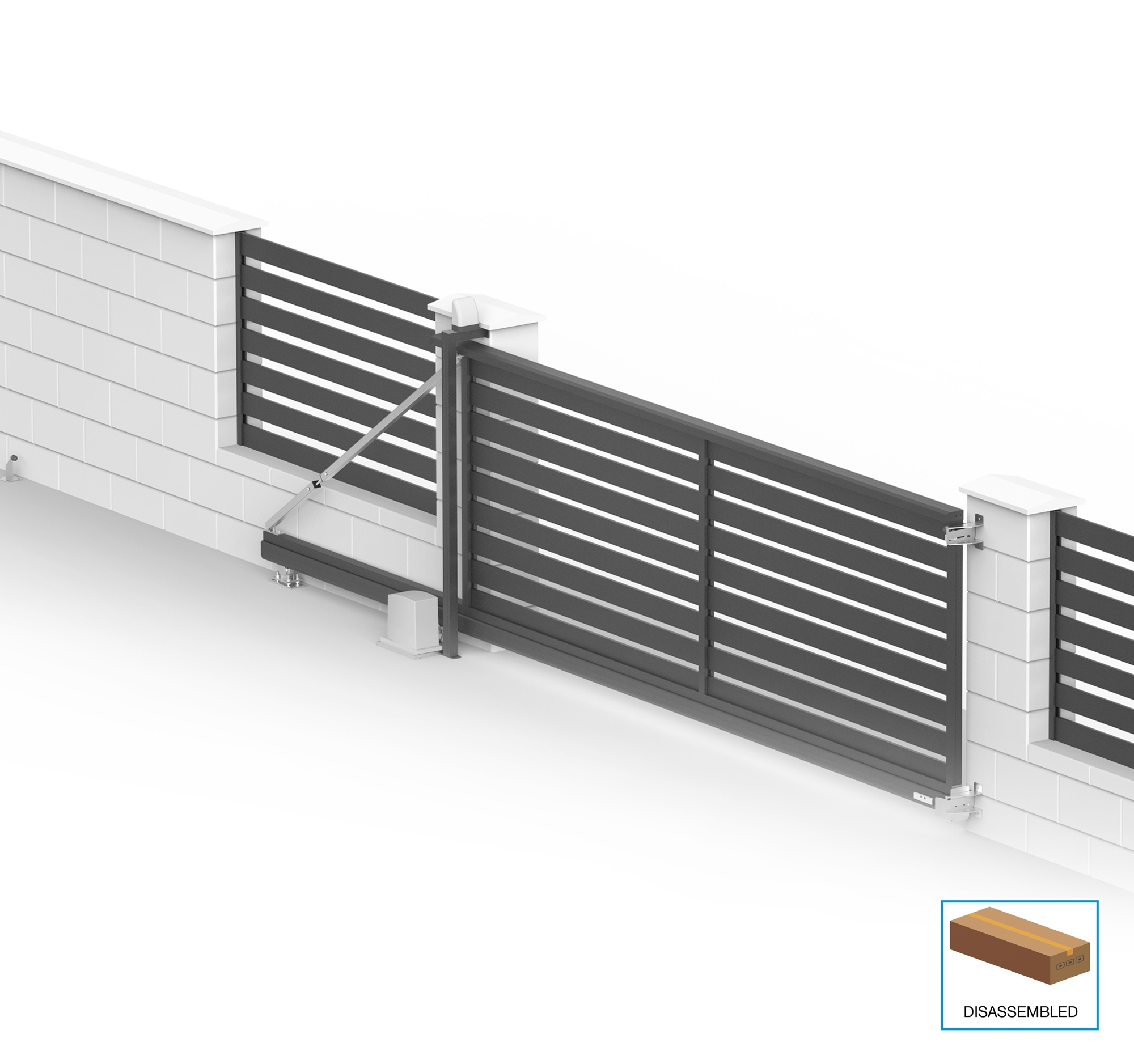 Freitragendes Schiebetor Aluminium 6-0 x 2-125 m RAL 7016 Anthrazit Bausatz-89.FGSCLGR7016SETPRO