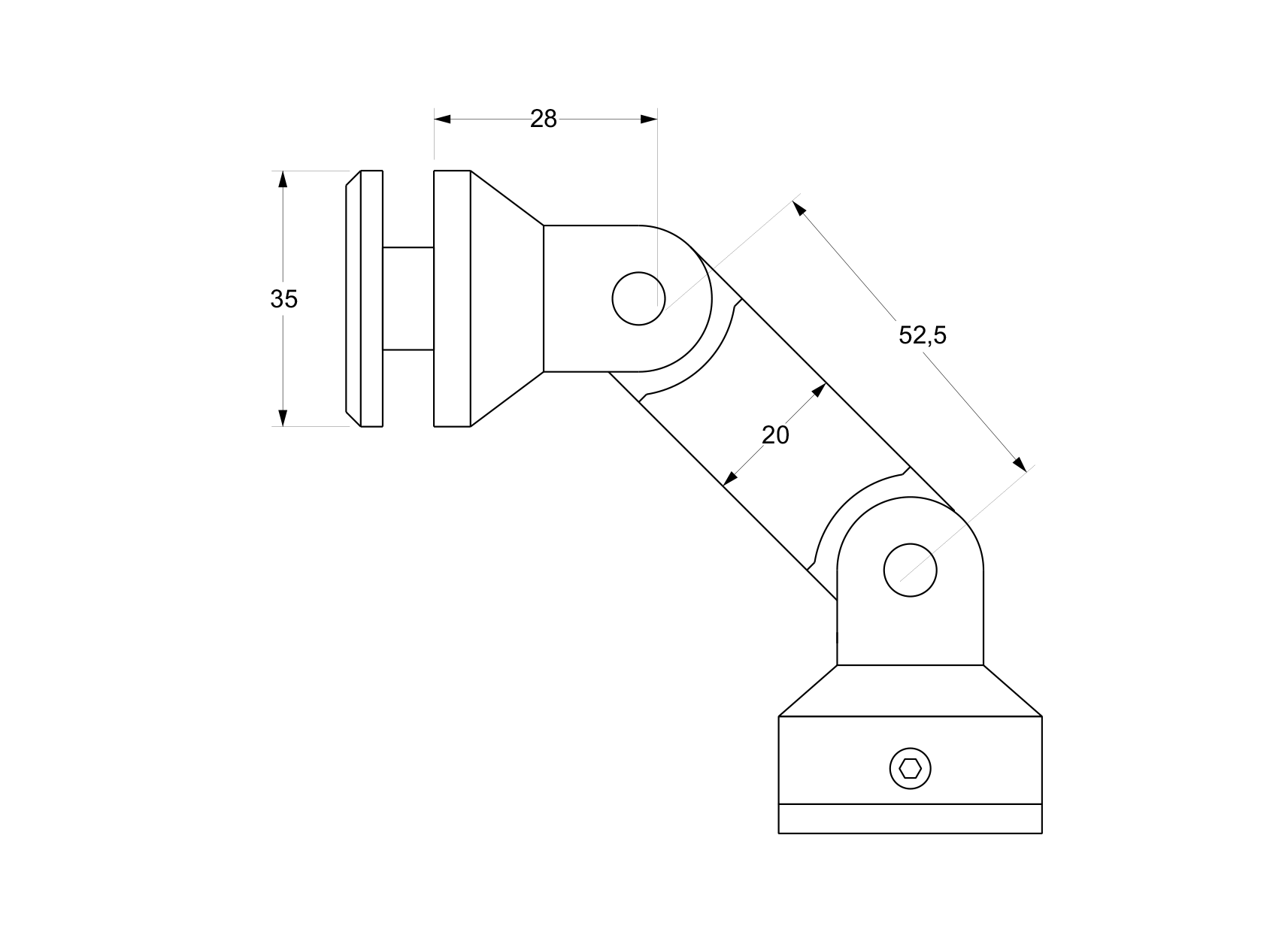Edelstahl Punktbefestigung adaptiv fuer Glas 8-10mm- Bohrung Ø26mm-89-11GS304ZA1004-A.4