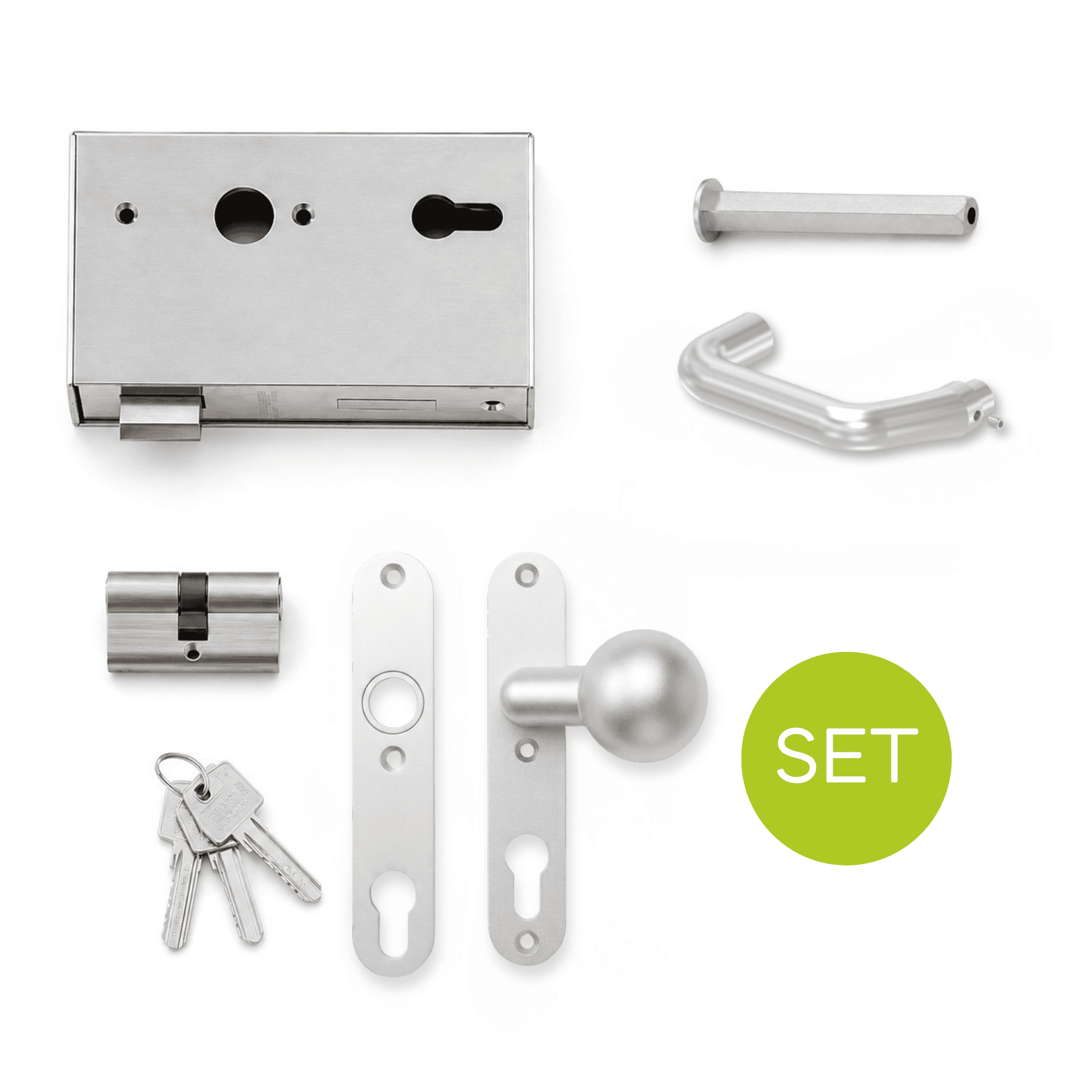 Kastenschloss Set verzinkt 40x94-5x173 mm rund-30-3202-SET-8.3