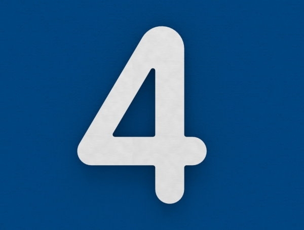 Hausnummer 4 - gross - Masse- 200 mm x 300 mm - V2A-11-8068.4