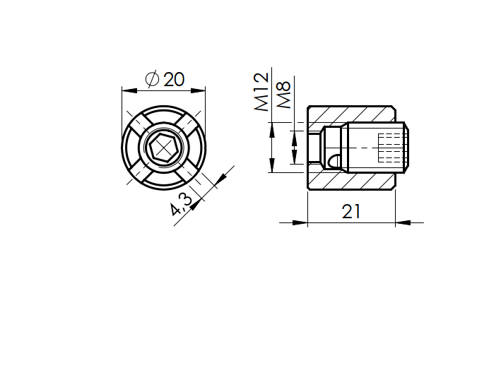 Seilklemme Edelstahl AISI 316 fuer 4 mm Kabel Schliff mit Gewinde-89-11A147402004-A.4