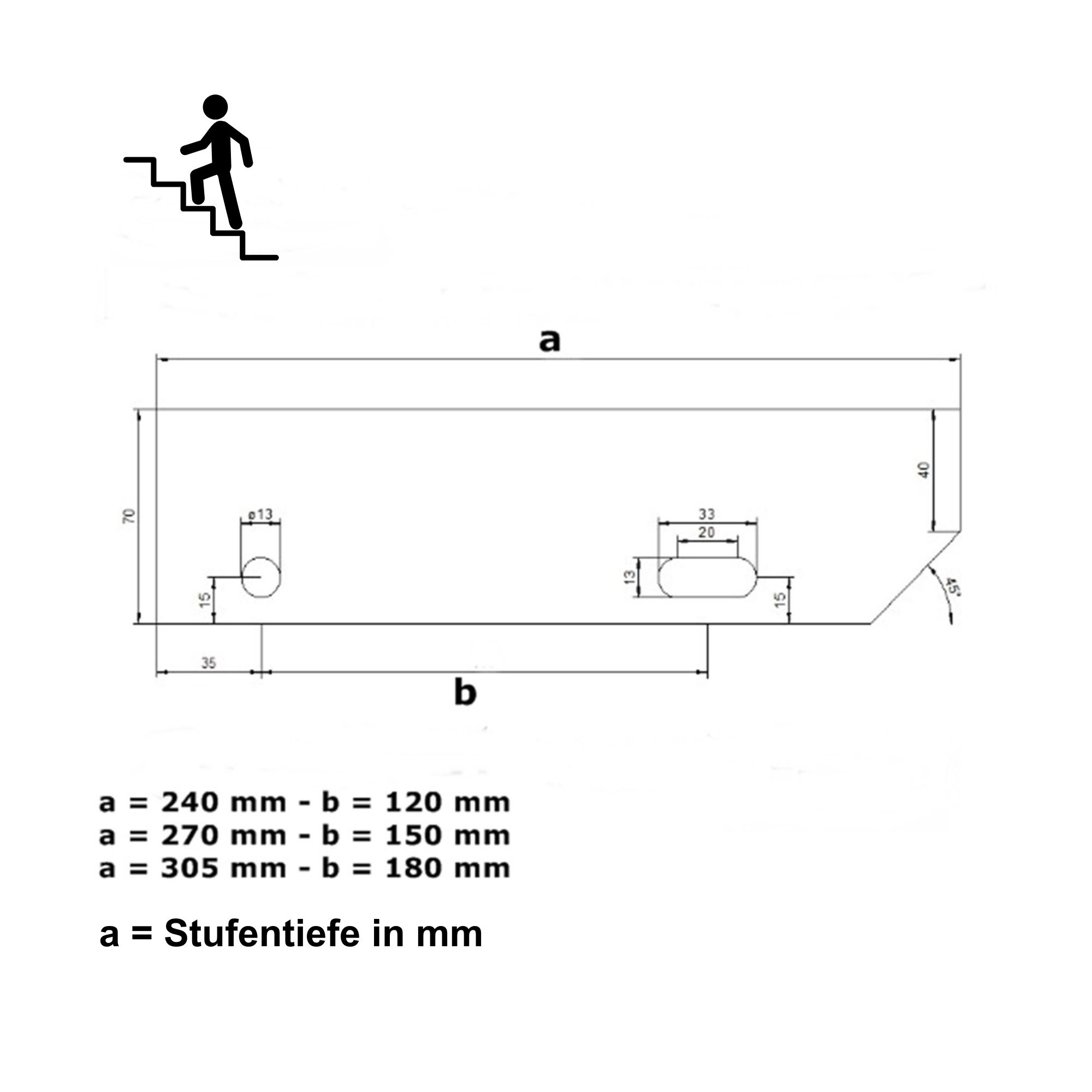 Gitterroststufe 1200 x 270 MW 30-30 TS 40-2 Rutschhemmung R10-24-1202730402.7