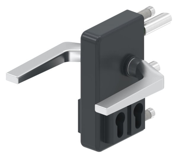 Gittertorschloss GTS 2 mit Doppelzylinder fuer Rohrstaerke 40-60mm- anthrazitgrau-88-1156701-ALU.7016