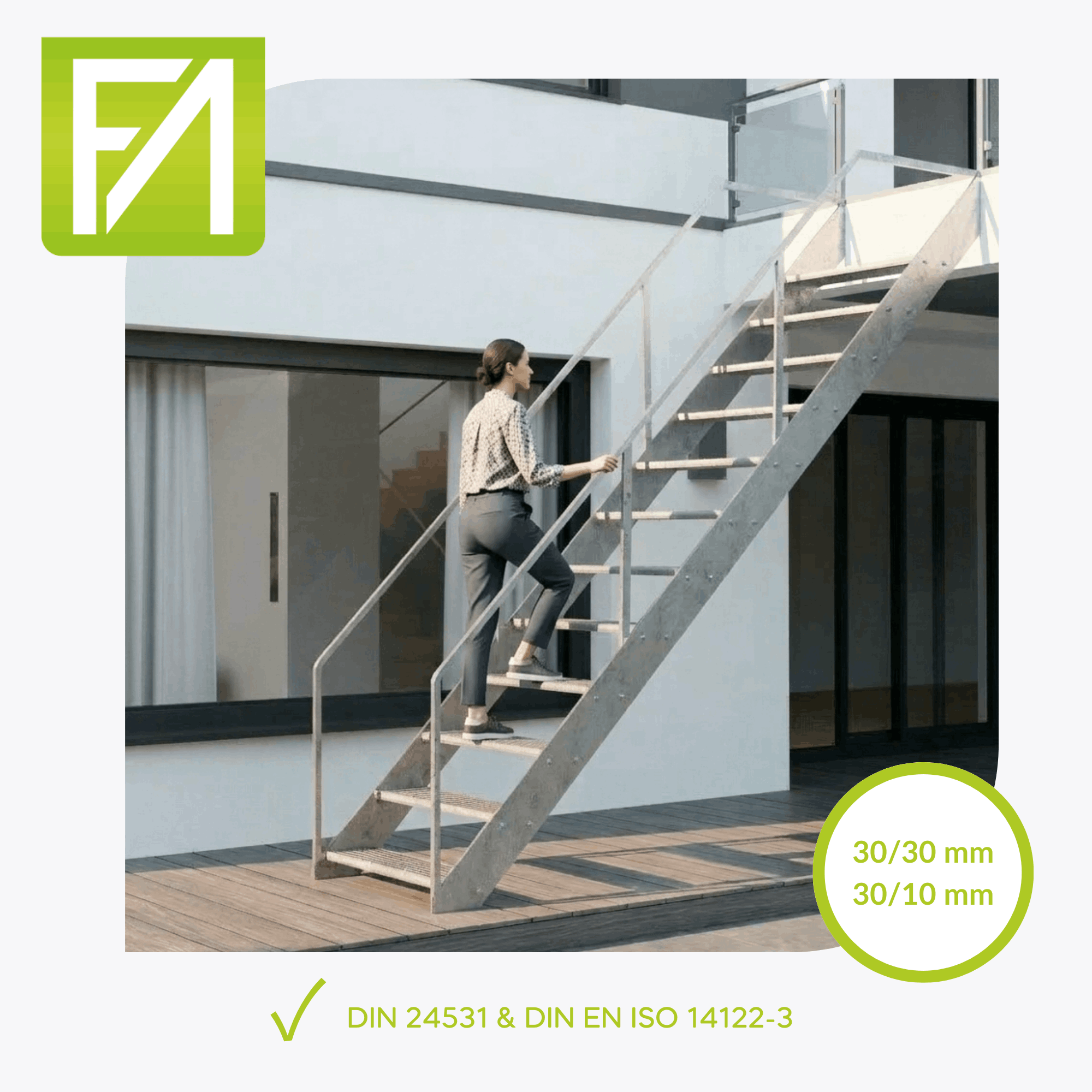 Gitterroststufe 900 x 270 MW 30-10 TS 35-2 Rutschhemmung R10-24-902731352.7