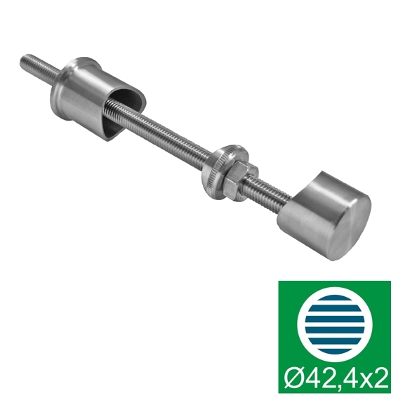 Seitliche Punktverankerung Edelstahl AISI 304 fuer Pfosten D42-4x2 mm Gewinde M10 geschliffen-89-11A64220B-A.4