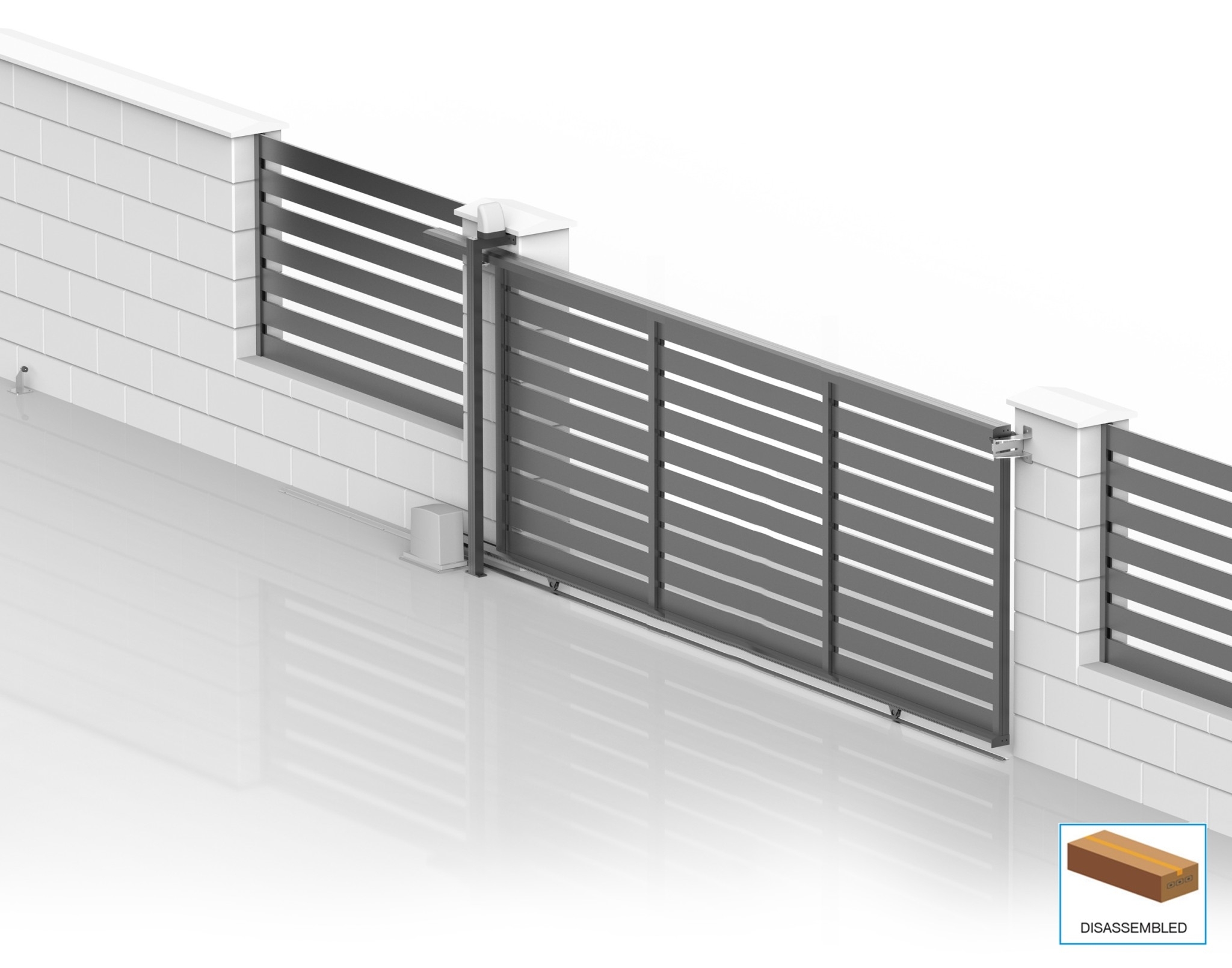 Schiebetor Aluminium - Edelstahl V2A 6000 x 2045 mm RAL 7016 Bausatz-89-11FGSRLGR7016SET-A.4