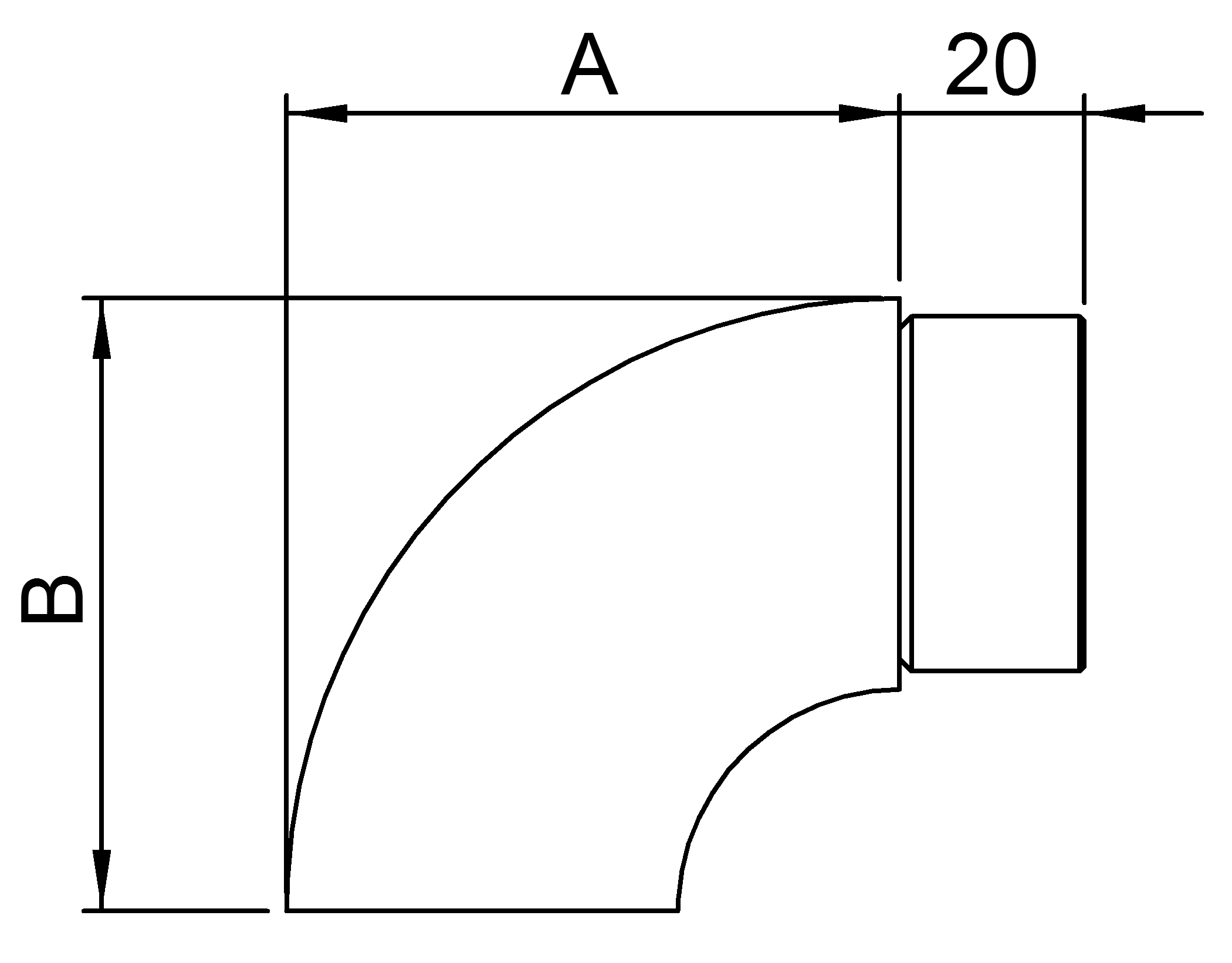 Endstueck 90° flach - zum Kleben - fuer Rundrohr- Ø 42-4x2 mm - V2A-11-3693-A.4