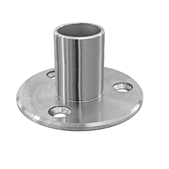 Pfostenflansch Edelstahl AISI 304 fuer Rohr D42-4 mm obere Verankerung geschliffen-89-11A0941242X55-A.4