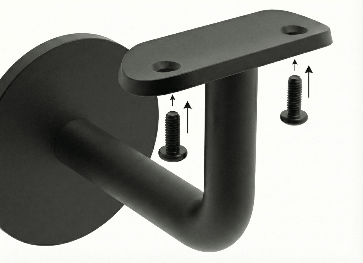 Design Handlaufhalter RAL 9005 Schwarz - V2A Edelstahl - Fuer Ø 42-4 mm Rohr - Unsichtbare Befestigung-11-7002-B-A.4