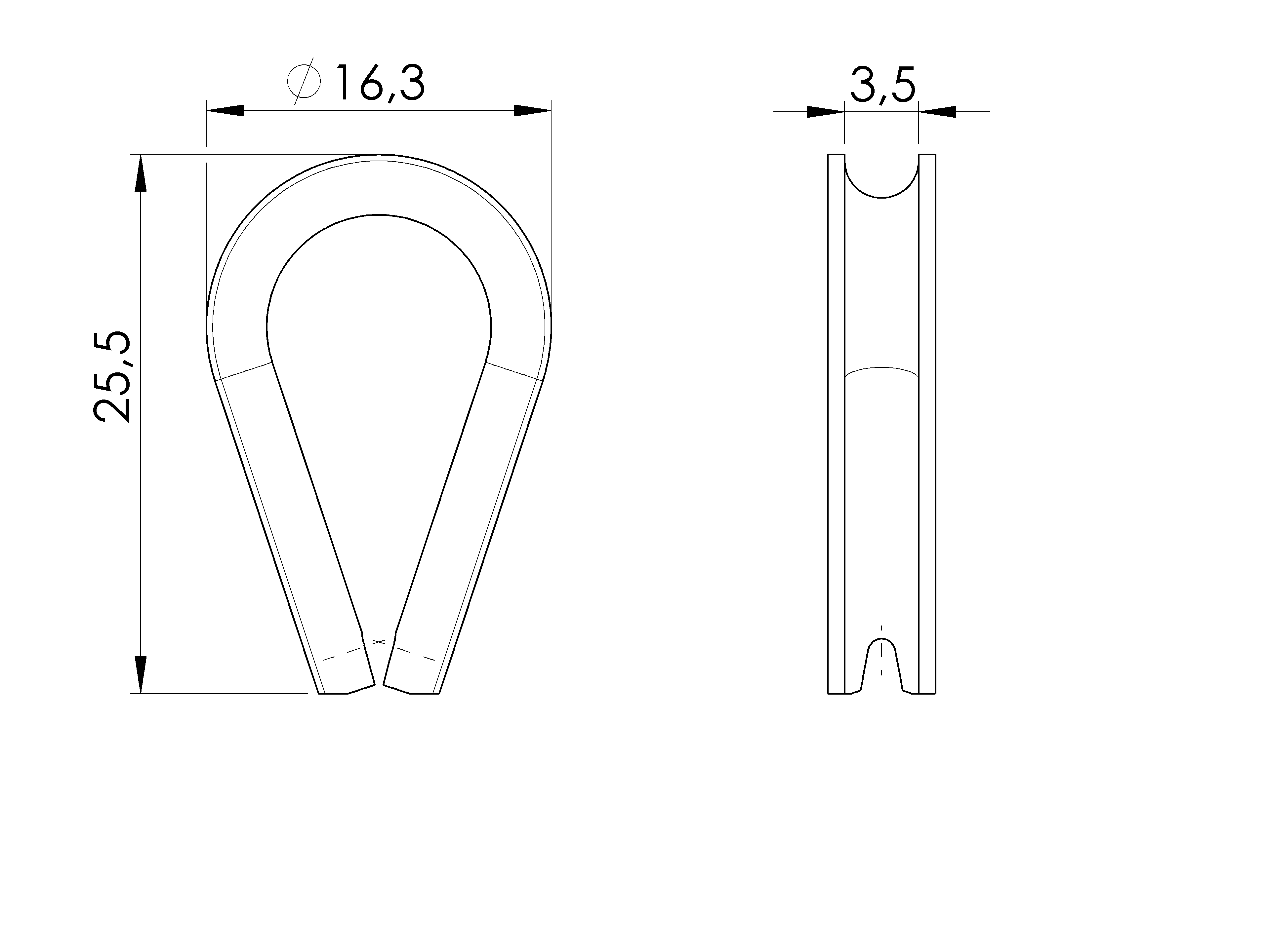 Drahtseilkausche Edelstahl AISI 316 fuer 3 mm Drahtseil geschliffen-89-11A147603003-A.4