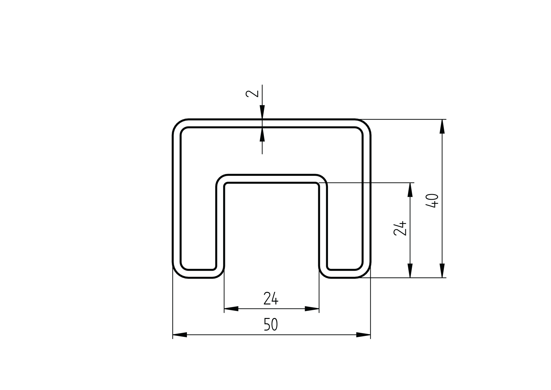 Handlaufprofil Vierkant Aluminium Laenge 2900 mm eloxiert fuer Glas-89-11AL6925540SE-A.4