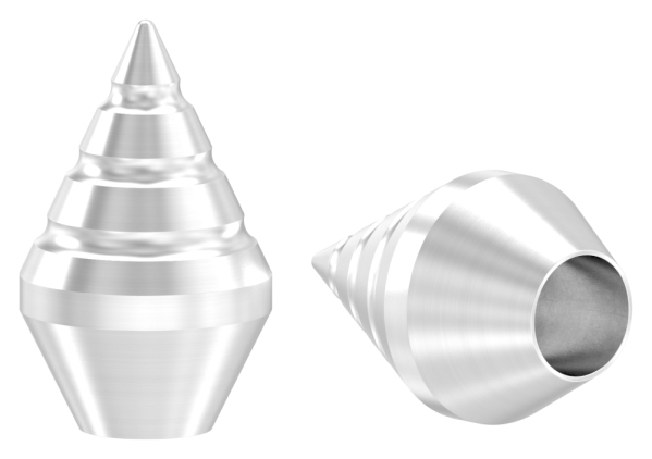 Zierspitze Edelstahl V2A fuer Ø 12-0 mm Rundmaterial geschliffen Korn 240-88-1150463-240.S