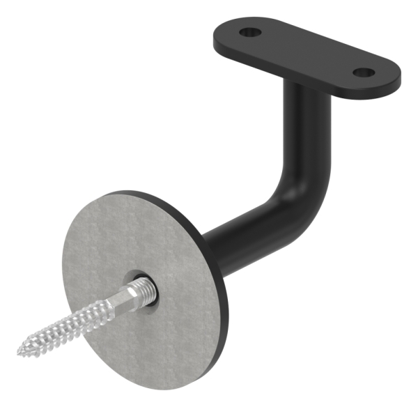 Handlaufhalter Edelstahl V2A Ronde Ø 60 x 5 mm Wandabstand 75 mm RAL 9005 schwarz matt-88-1150369-240-00.9005