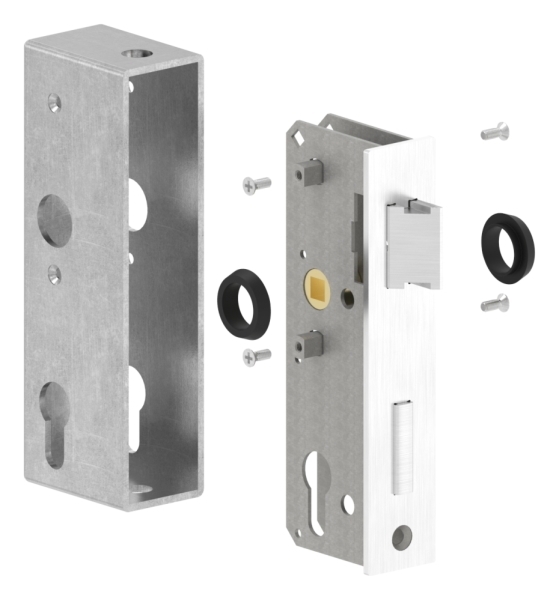 Schlosskasten - Masse- 173x60x40 mm - Dorn- 40 mm - Stahl -roh- S235 JR-30-3201.8