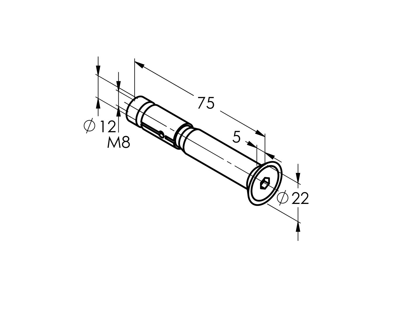 Anker Stahl verzinkt M8 L = 75 mm Bohrung Ø 12 mm Senkkopf-89-11Q508M875SKS-A.4