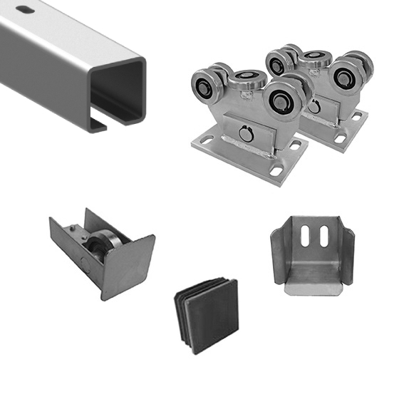 Freitragendes Schiebetor-Set Stahl verzinkt fuer Profil 60x60 mm bis 200 kg-89.SV60X60ZNDCLASIC