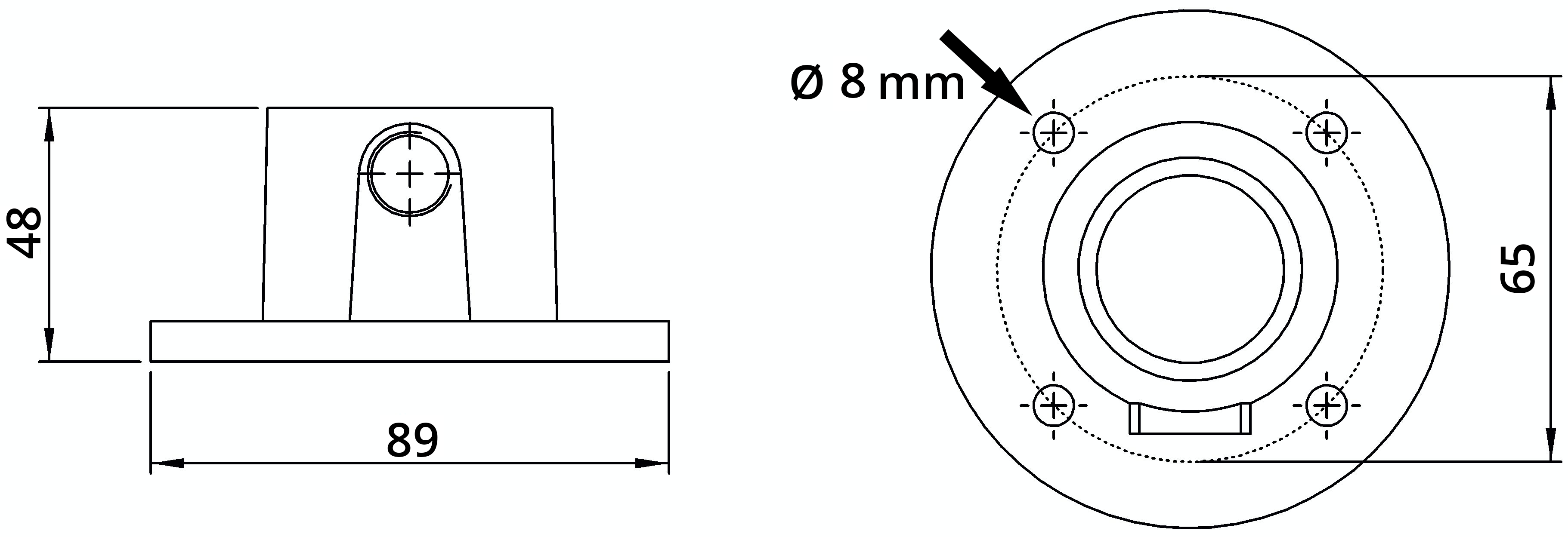 Rohrverbinder - hohe Wandbefestigung rund mit Durchgangsbohrung - 131TXT21 - 21-3 mm - 1-2- - Feuerverzinkt u. Elektrogalvanisiert-131TXT21