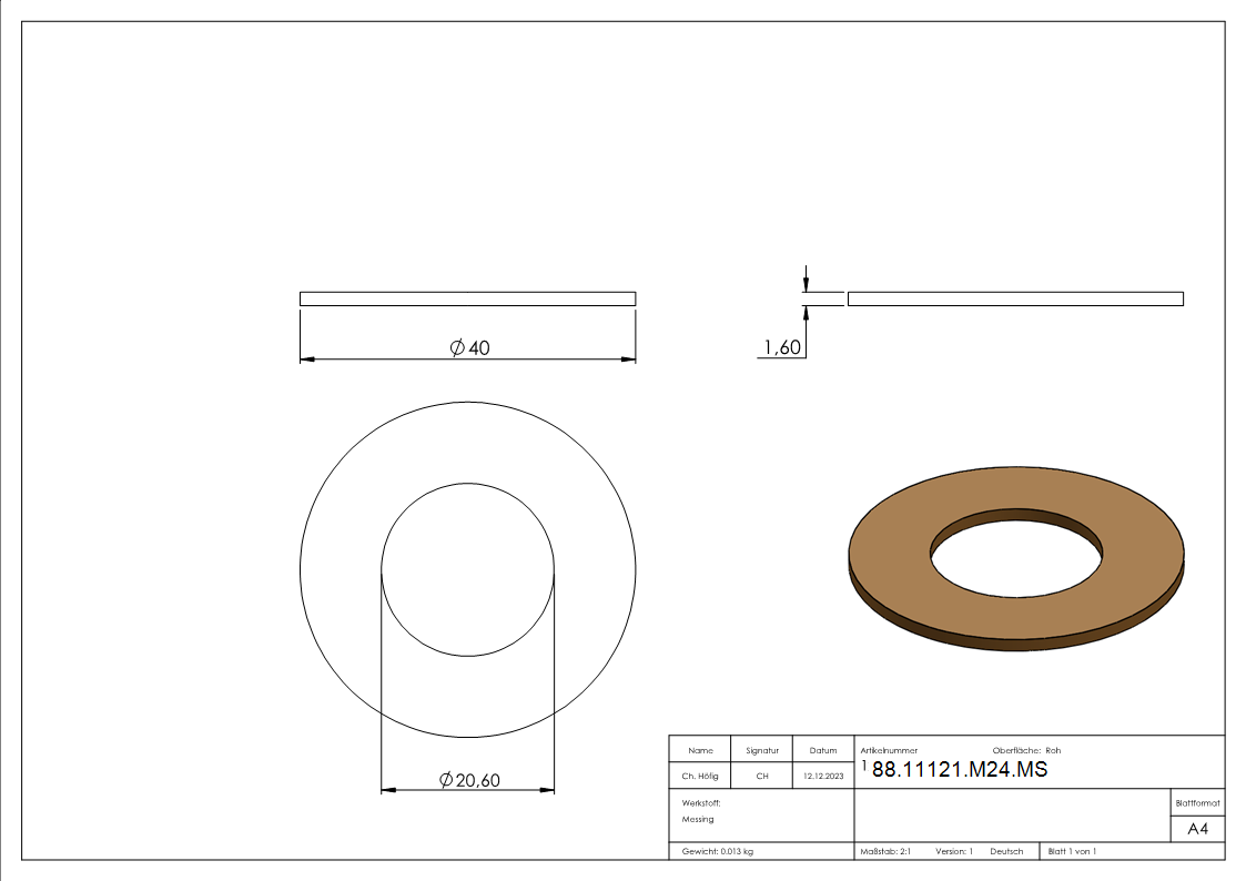 Messingscheibe von Torband 30-3511-8-88-11121-M24.MS