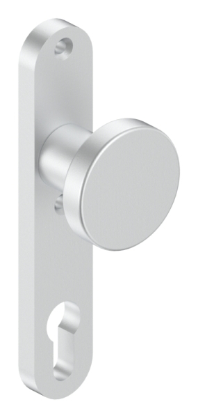 Alu-Tuerknopf - mit Alu-Zylinderkurzschild -rund- - Aluminium EV1-12-3053.6