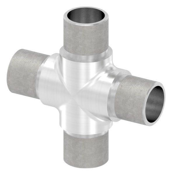 Kreuzstueck mit gleichem Abgang fuer Rundrohr Ø 26-9x2-0 mm V2A-11-3654.4